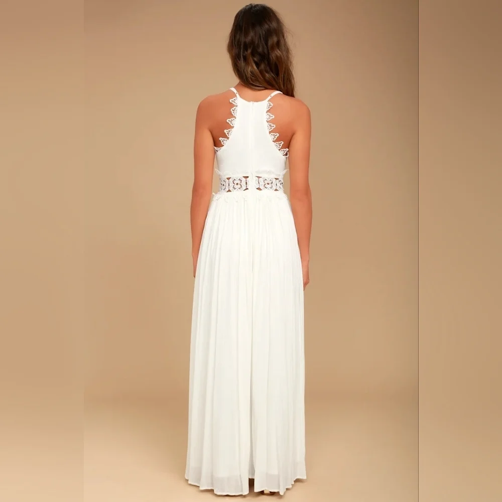 Lulus This is Love White Lace Maxi Dress S Wedding Vacation Resortwear Beach - Picture 4 of 10